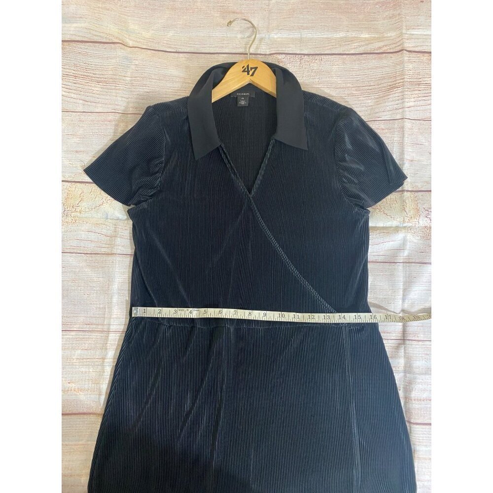 Halogen Women's Black Pleated Short Sleeve Midi Dress - Medium - Picture 10 of 13